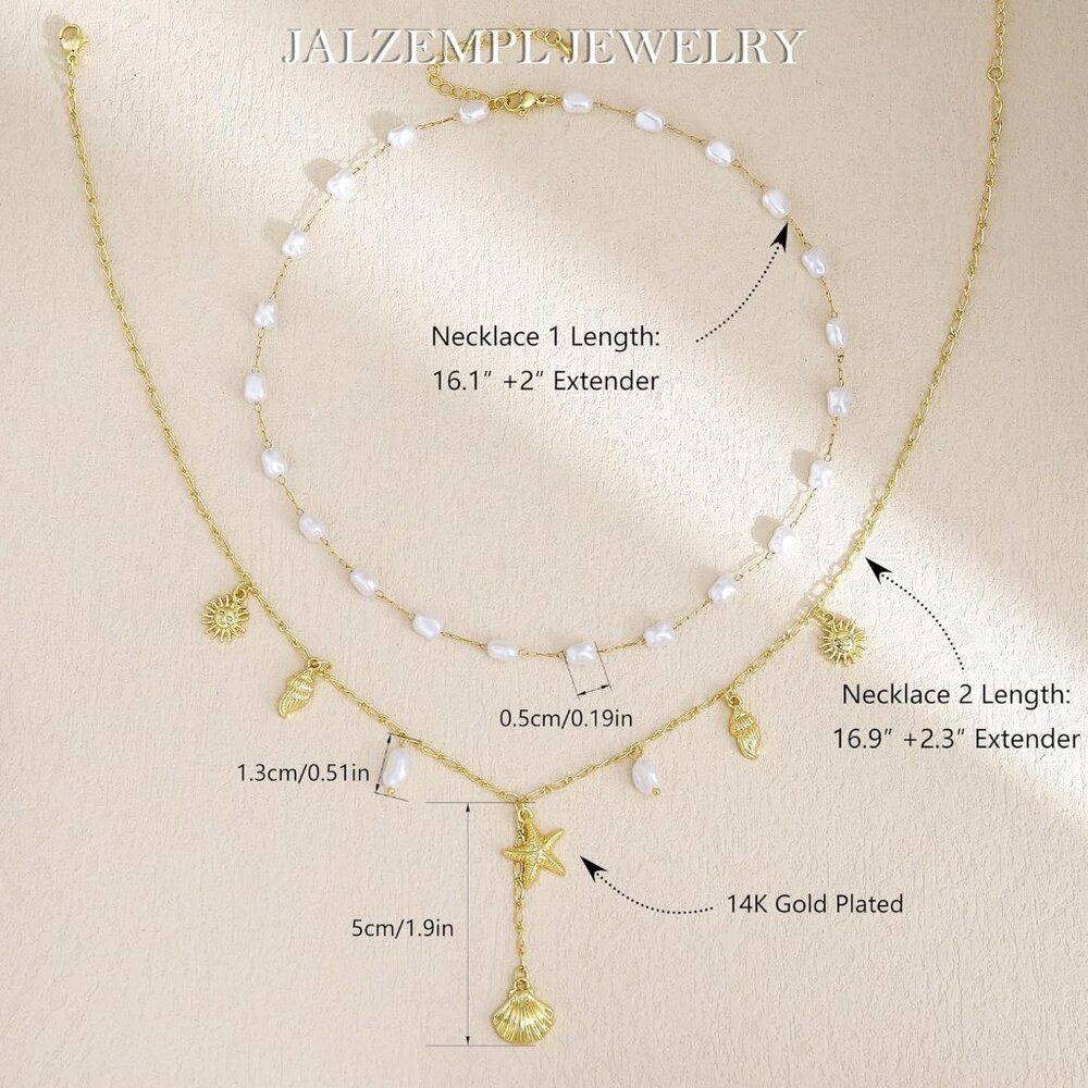 Shell Charm Necklace For Women Stack Seashell Pea… - image 2